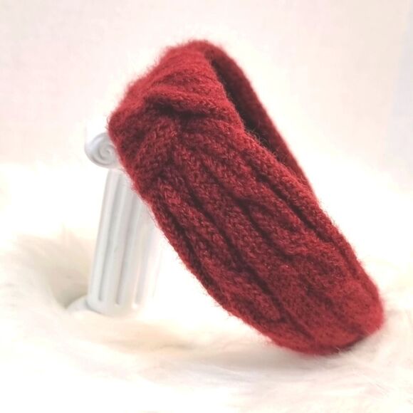 CABLE RIBBED SWEATER KNIT HEADBAND red - Picture 1 of 6